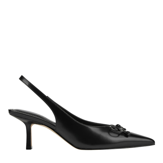 Gretel Leather Bow Slingback Pump - Black Leather | Marc Fisher