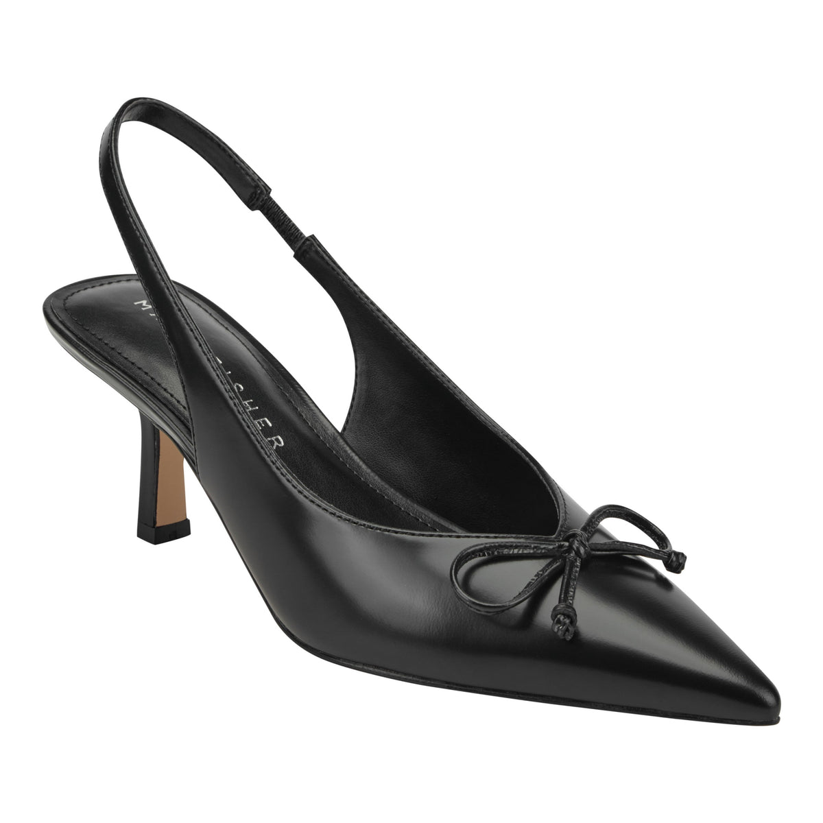 Gretel Leather Bow Slingback Pump - Black Leather | Marc Fisher