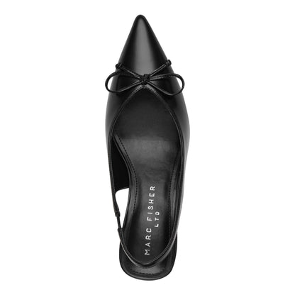 Gretel Leather Bow Slingback Pump - Black Leather | Marc Fisher