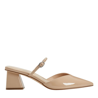 Lakey Heeled Mule - Light Natural Patent | Marc Fisher