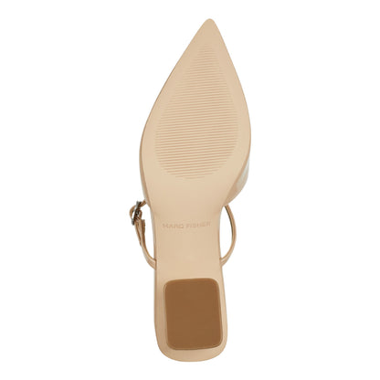 Lakey Heeled Mule - Light Natural Patent | Marc Fisher