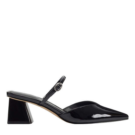 Lakey Heeled Mule - Black Patent | Marc Fisher