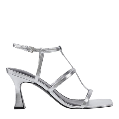 Dennie Strappy Leather Dress Sandal - Silver Leather | Marc Fisher
