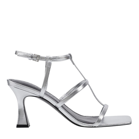 Dennie Strappy Leather Dress Sandal - Silver Leather | Marc Fisher