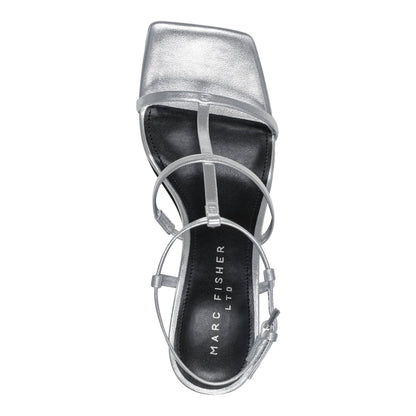 Dennie Strappy Leather Dress Sandal - Silver Leather | Marc Fisher