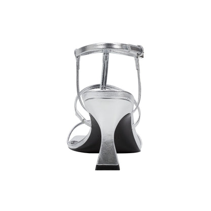 Dennie Strappy Leather Dress Sandal - Silver Leather | Marc Fisher