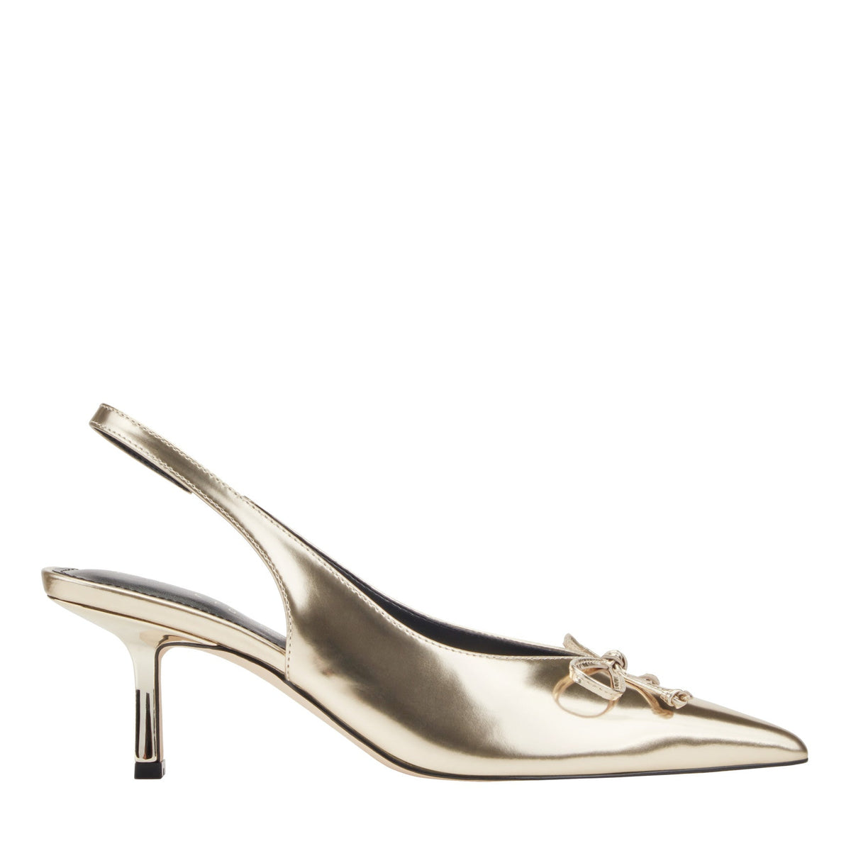 Gretel Leather Bow Slingback Pump - Gold Leather | Marc Fisher