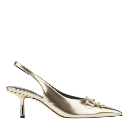 Gretel Leather Bow Slingback Pump - Gold Leather | Marc Fisher