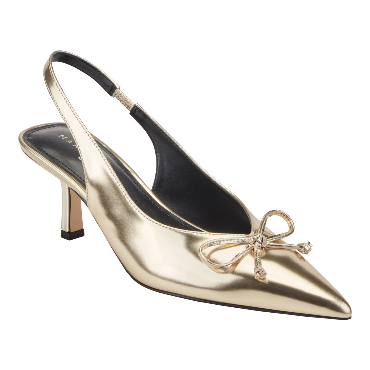 Gretel Leather Bow Slingback Pump - Gold Leather | Marc Fisher