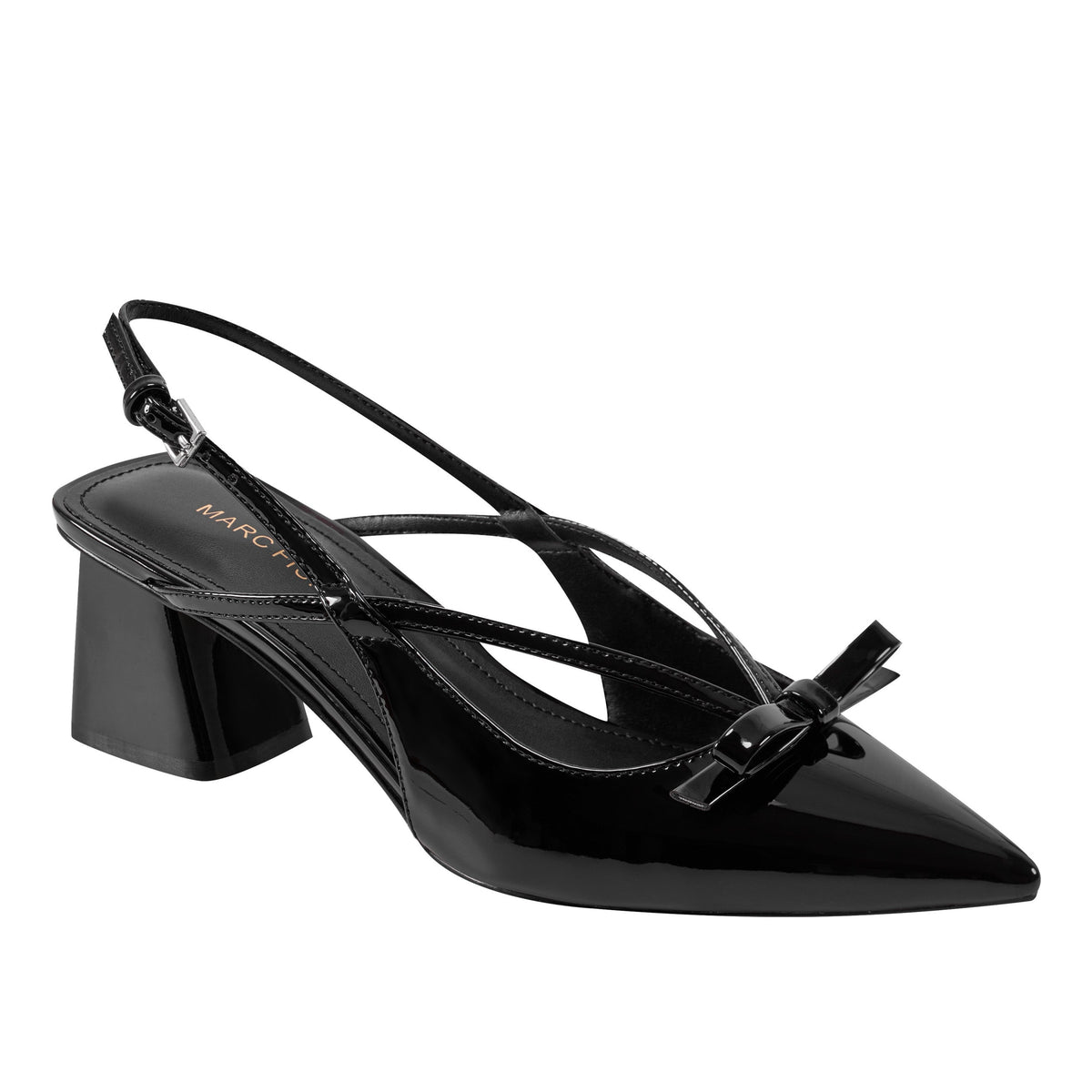 Laily Bow Slingback Pump - Black Patent | Marc Fisher