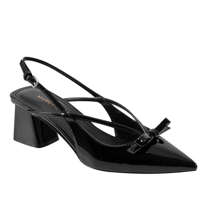 Laily Bow Slingback Pump - Black Patent | Marc Fisher