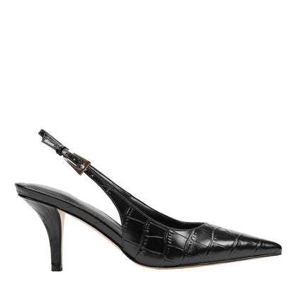 Dorie Leather Slingback Pump - Embossed Black Croco Leather | Marc Fisher