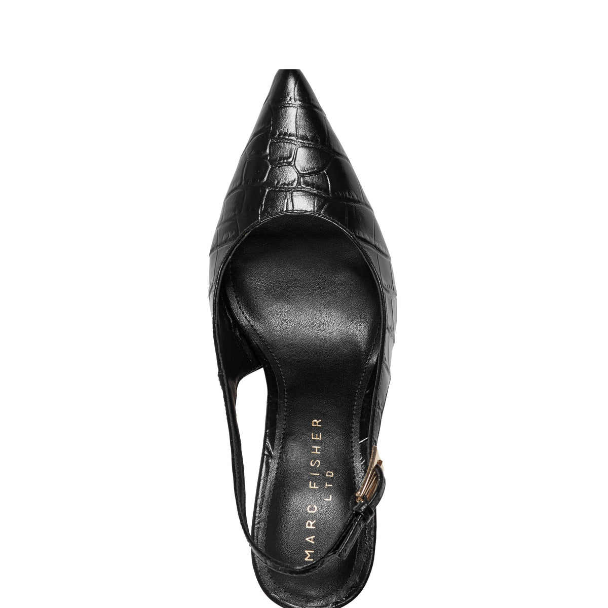 Dorie Leather Slingback Pump - Embossed Black Croco Leather | Marc Fisher