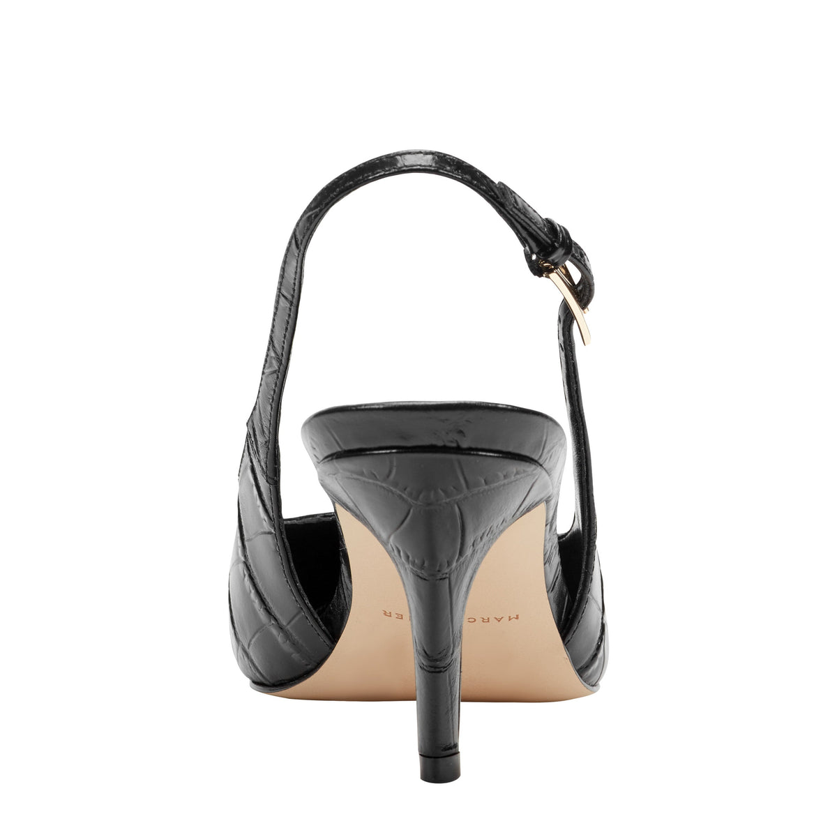 Dorie Leather Slingback Pump - Embossed Black Croco Leather | Marc Fisher