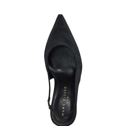 Leynne Slingback Pump - Black Satin | Marc Fisher