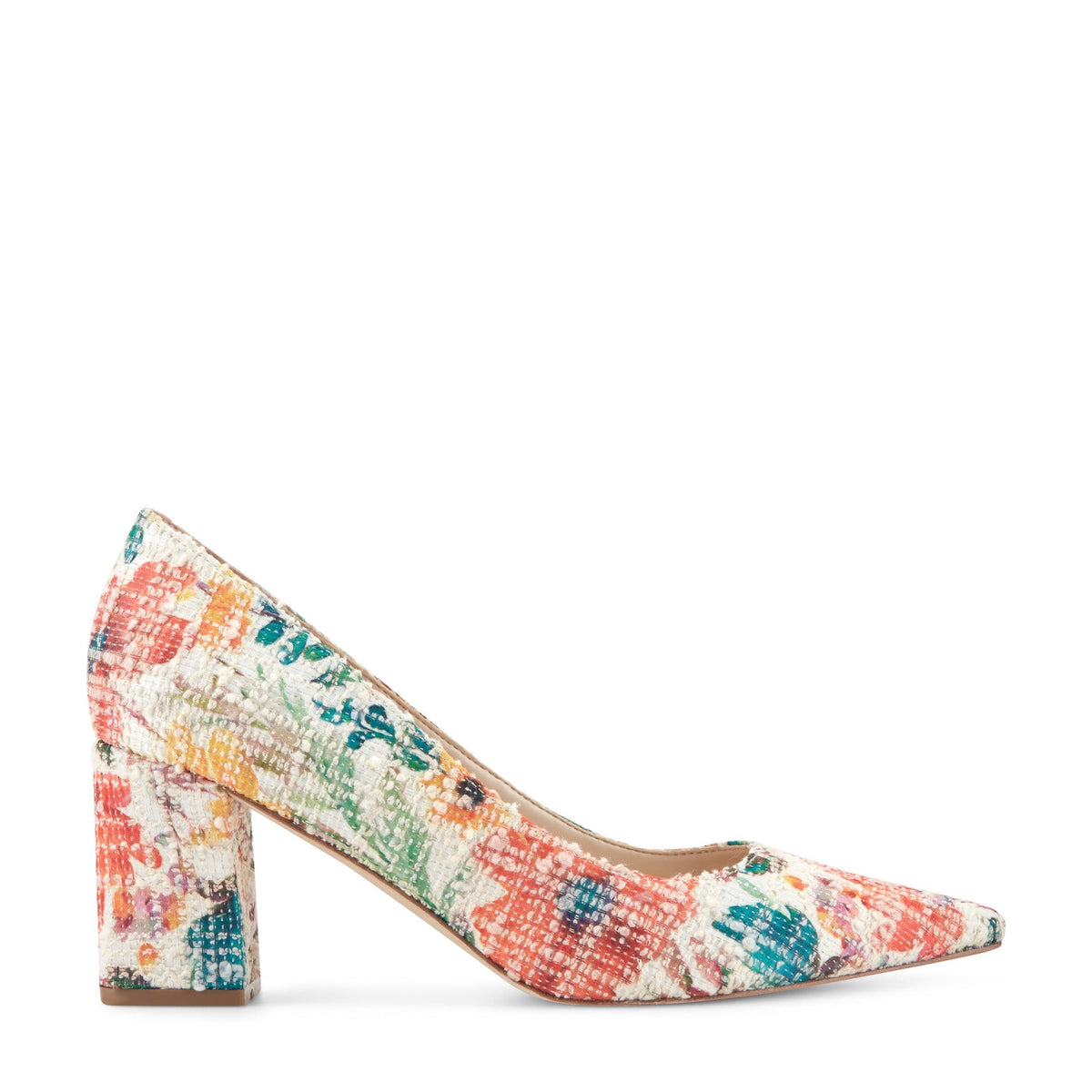 Zala Block Heel Pointy Toe Pump - Floral | Marc Fisher