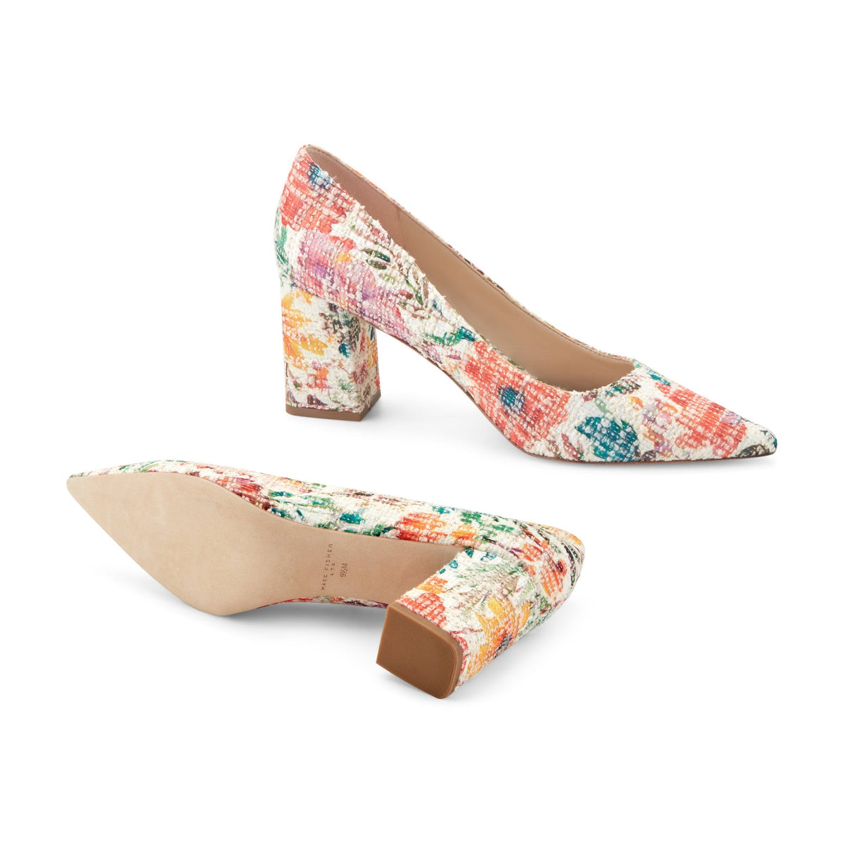 Zala Block Heel Pointy Toe Pump - Floral | Marc Fisher