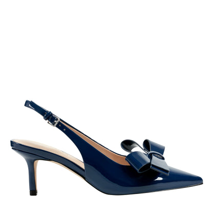 Allon Bow Slingback Pump - Navy Patent | Marc Fisher