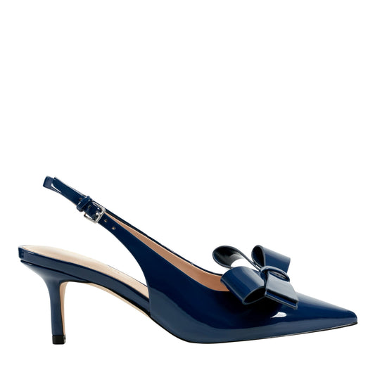 Allon Bow Slingback Pump - Navy Patent | Marc Fisher