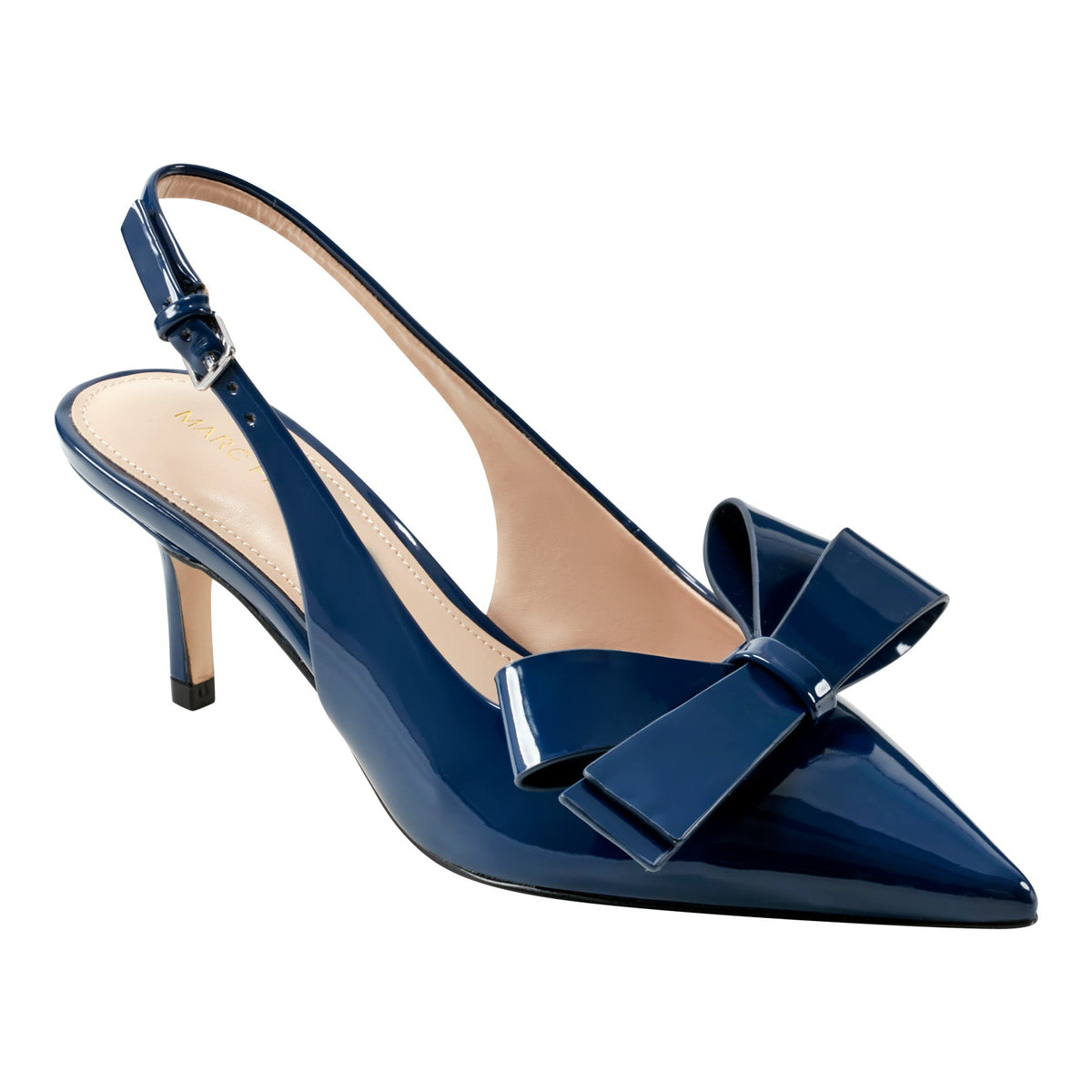 Allon Bow Slingback Pump - Navy Patent | Marc Fisher