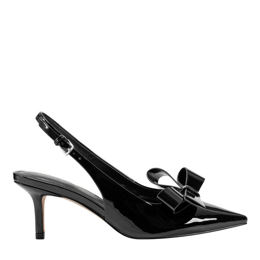 Allon Bow Slingback Pump - Black Patent | Marc Fisher