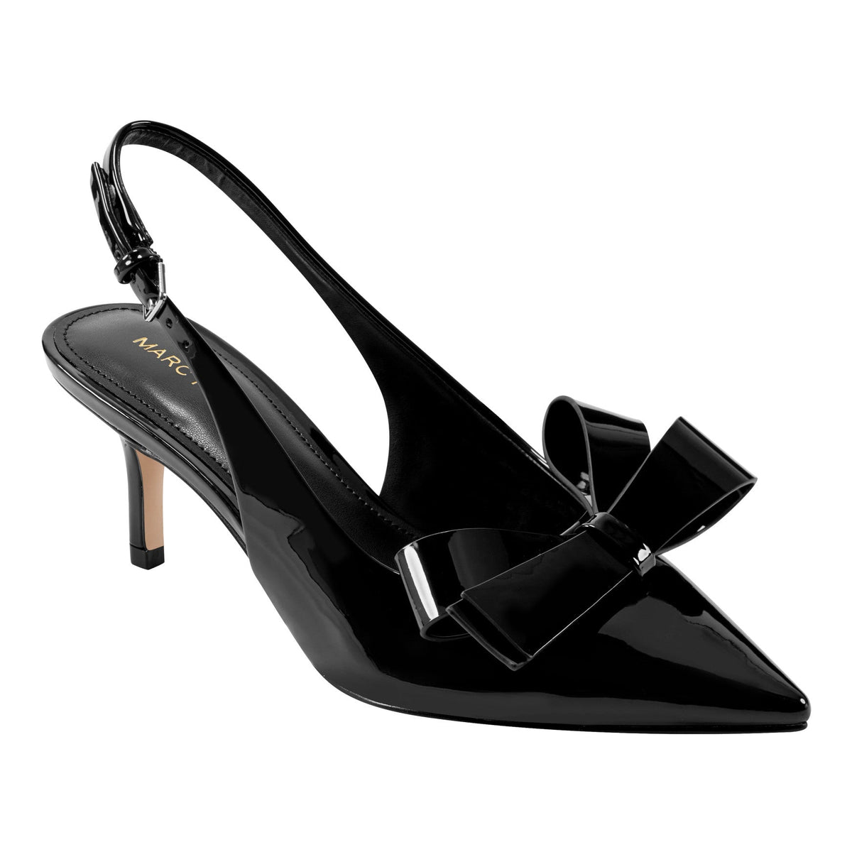 Allon Bow Slingback Pump - Black Patent | Marc Fisher