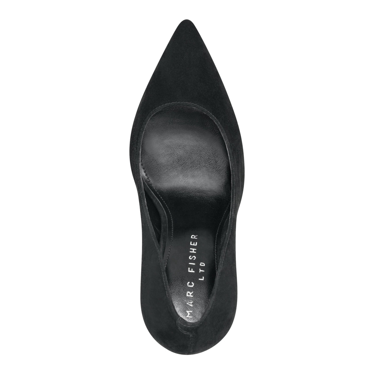 Abilene Leather Block Heel Pointy Toe Pump - Black Suede | Marc Fisher