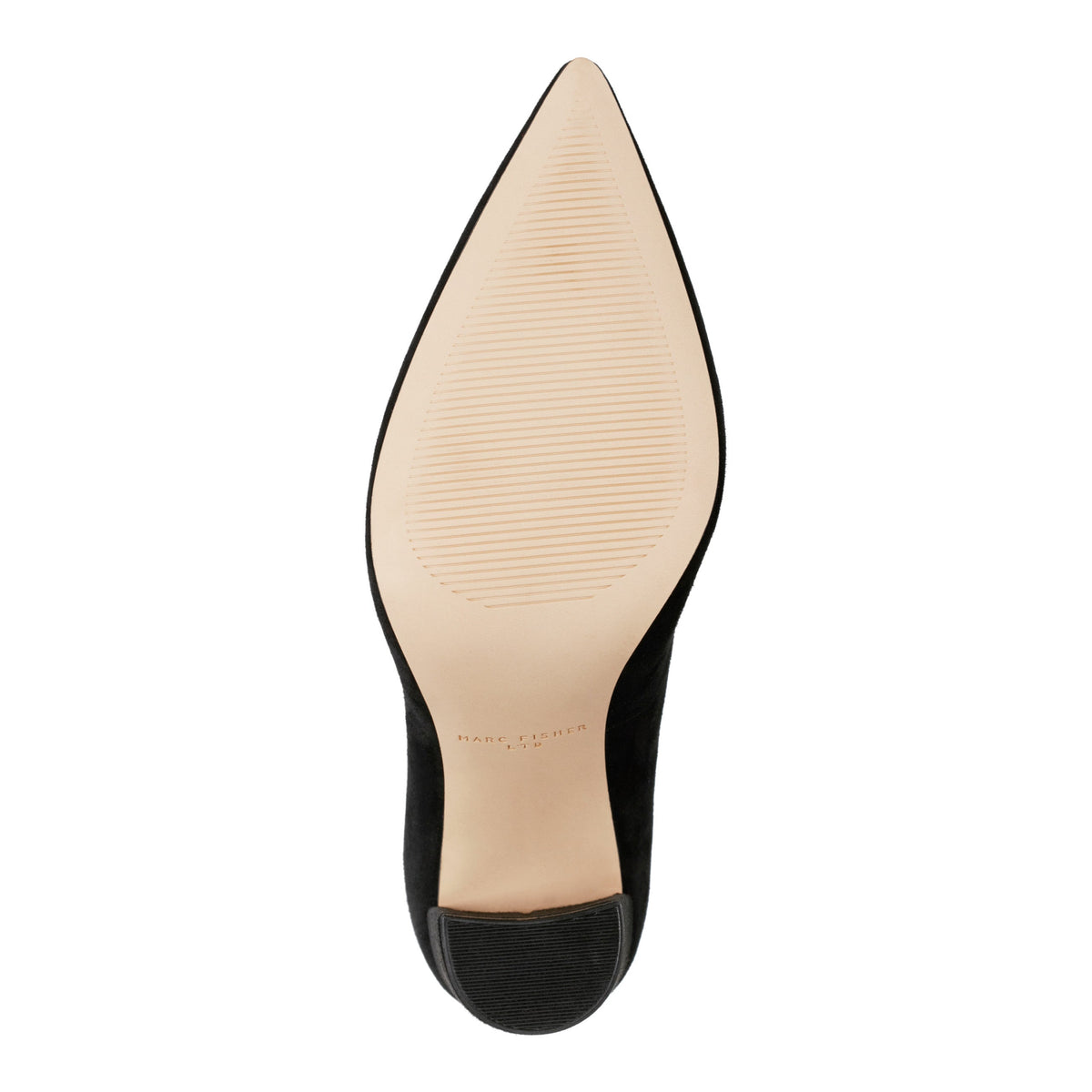 Abilene Leather Block Heel Pointy Toe Pump - Black Suede | Marc Fisher